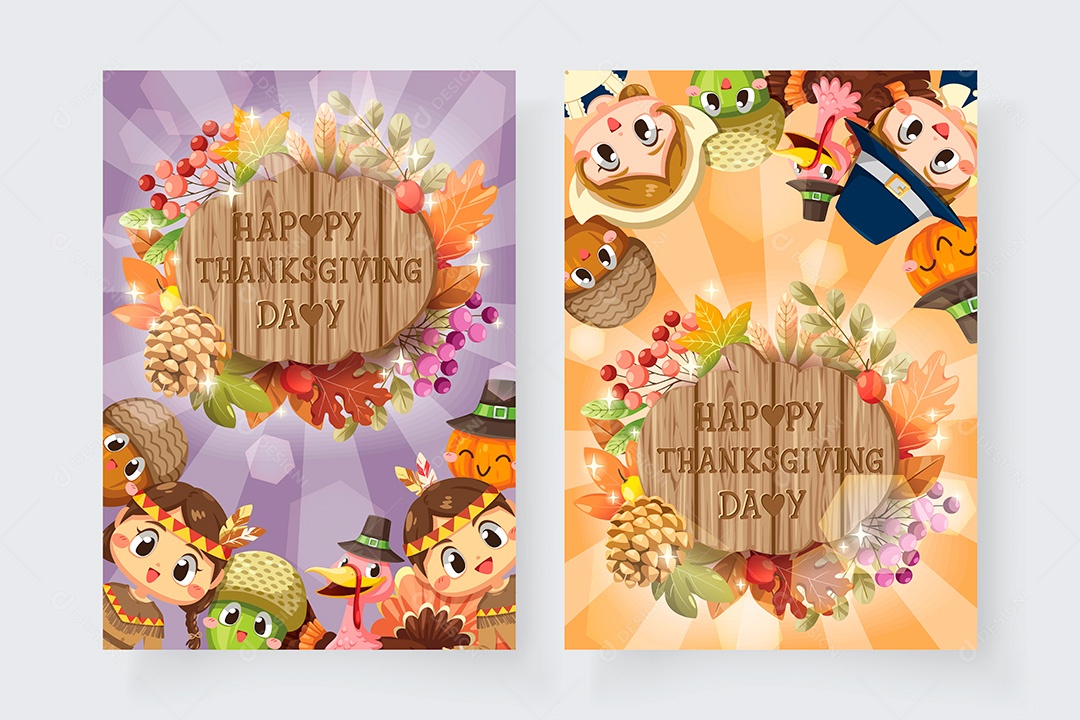 Cartões de Ação de Graças Vetor EPS