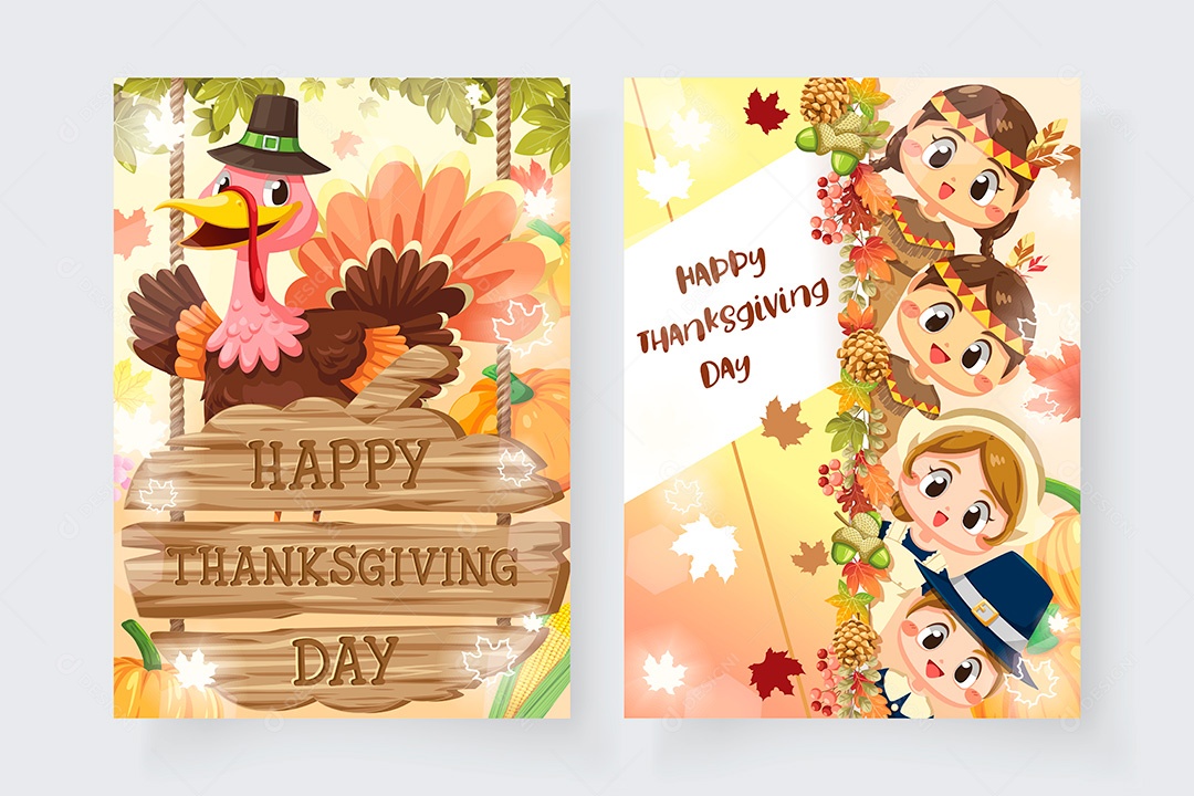 Cartões de Ação de Graças Vetor EPS