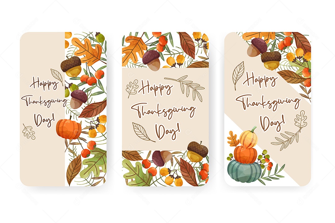 Cartões de Ação de Graças Vetor EPS