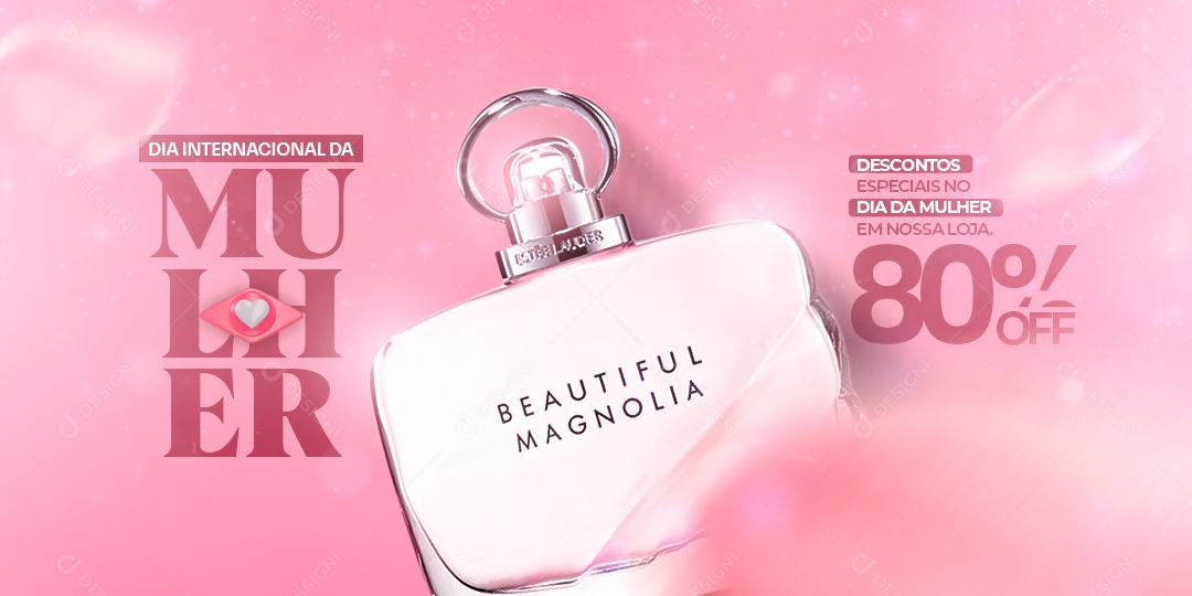 Banner Descontos Especiais no Dia da Mulher em Nossa Loja 80% Off Social Media PSD Editável