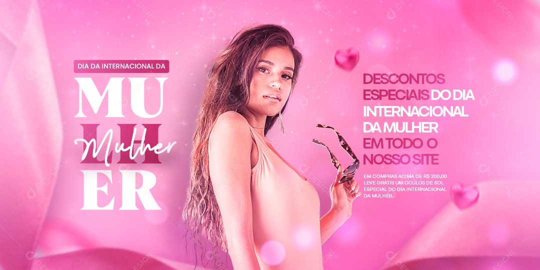 Banner Descontos Especiais Do Dia Internacional da Mulher Lojas Social Media PSD Editável