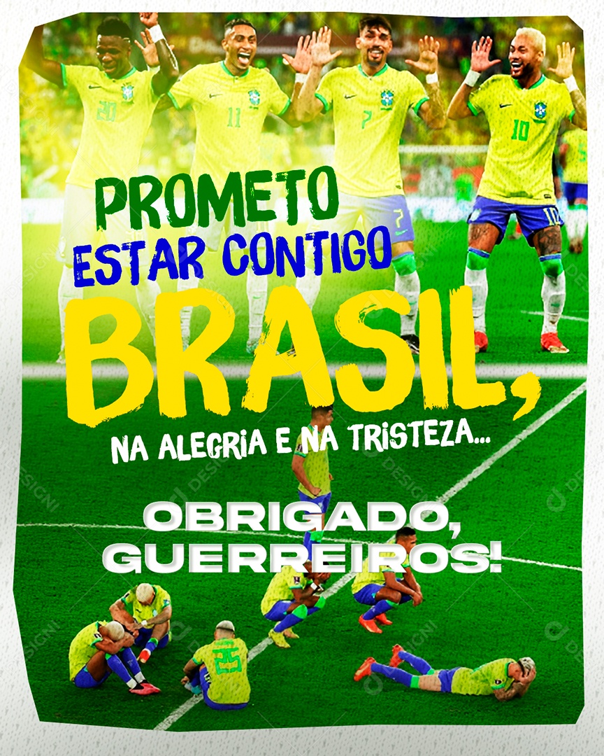 Post Copa do Mundo Obrigado Brasil Social Media PSD Editável