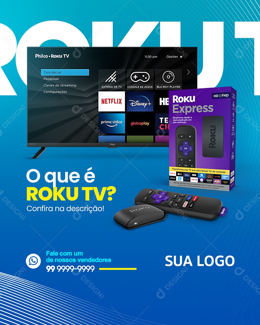 Post Roku TV Social Media PSD Editável