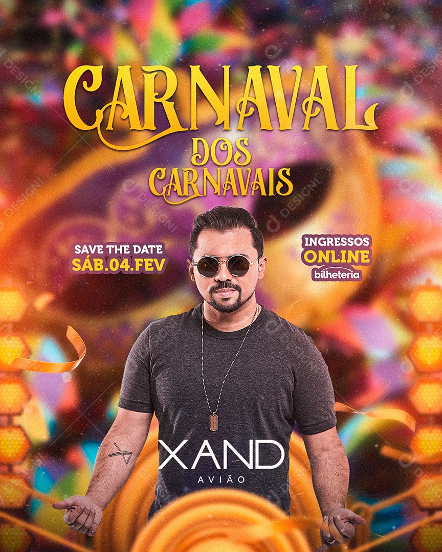 Carnaval dos Carnavais Xand Avião Flyer Social Media PSD Editável