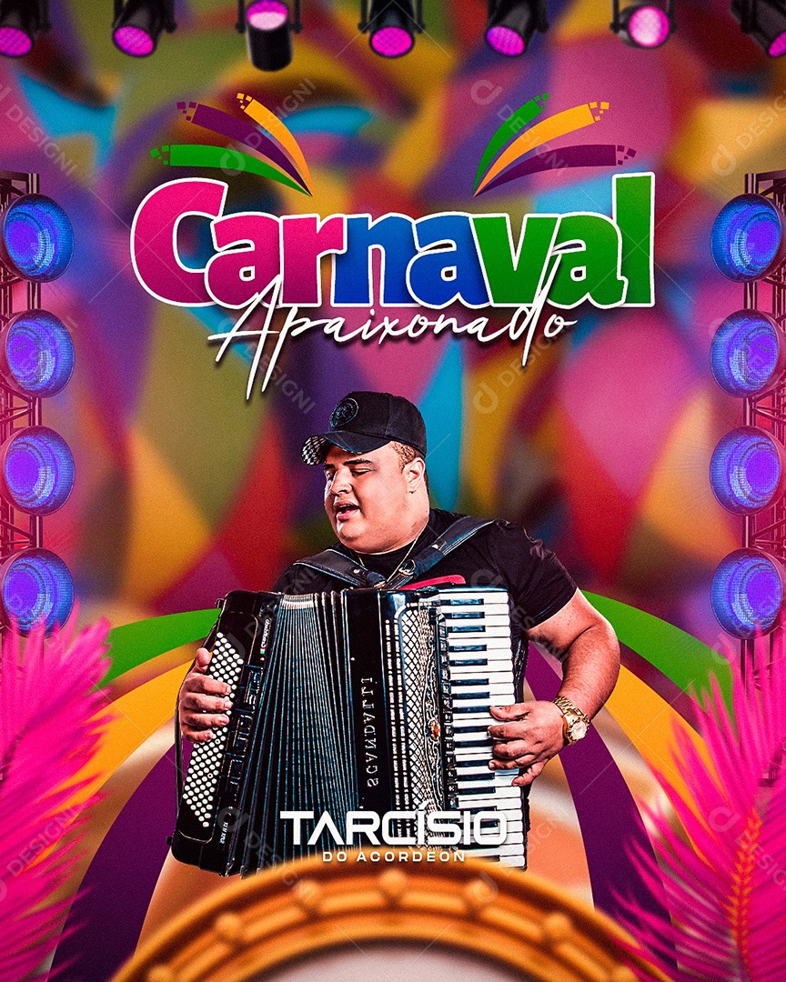 Carnaval Apaixonado Tarcísio do Acordeon Flyer Social Media PSD Editável