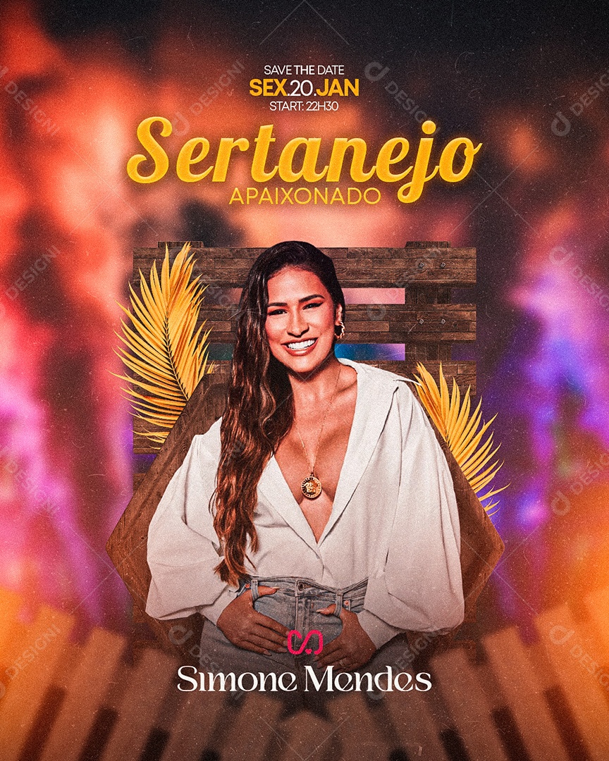 Sertanejo Apaixonado Simone Mendes Flyer Social Media PSD Editável