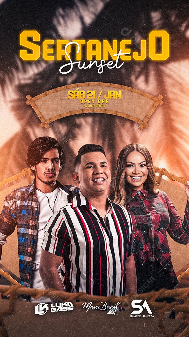 Story Sertanejo Sunset Luka Bass Marco Brasil Solange Almeida Flyers Social Media PSD Editável