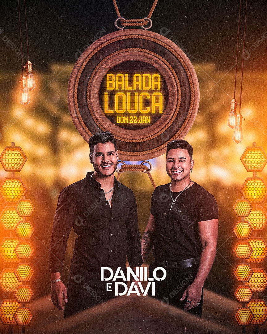 Balada Louca Danilo e Davi Flyer Social Media PSD Editável