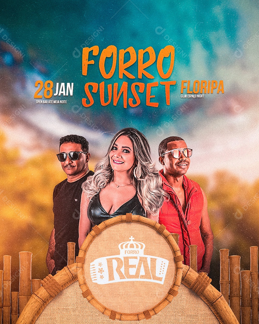 Forro Sunset Forró Real Flyer Social Media PSD Editável
