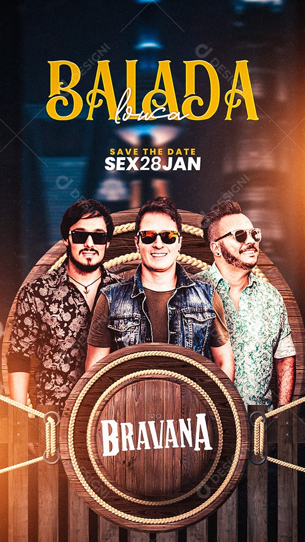 Story Balada Bravana Flyer Social Media PSD Editável