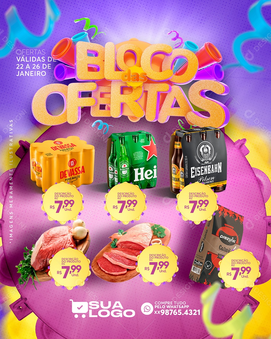 Encarte Bloco Das Ofertas Social Media PSD Editável