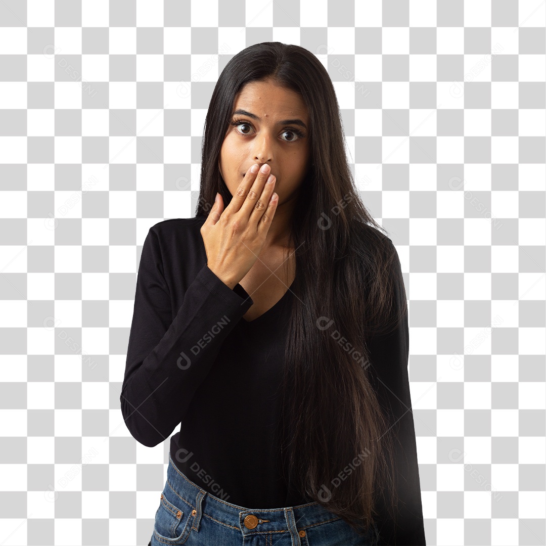 Linda Mulher Jovem Fazendo Reações PNG Transparente