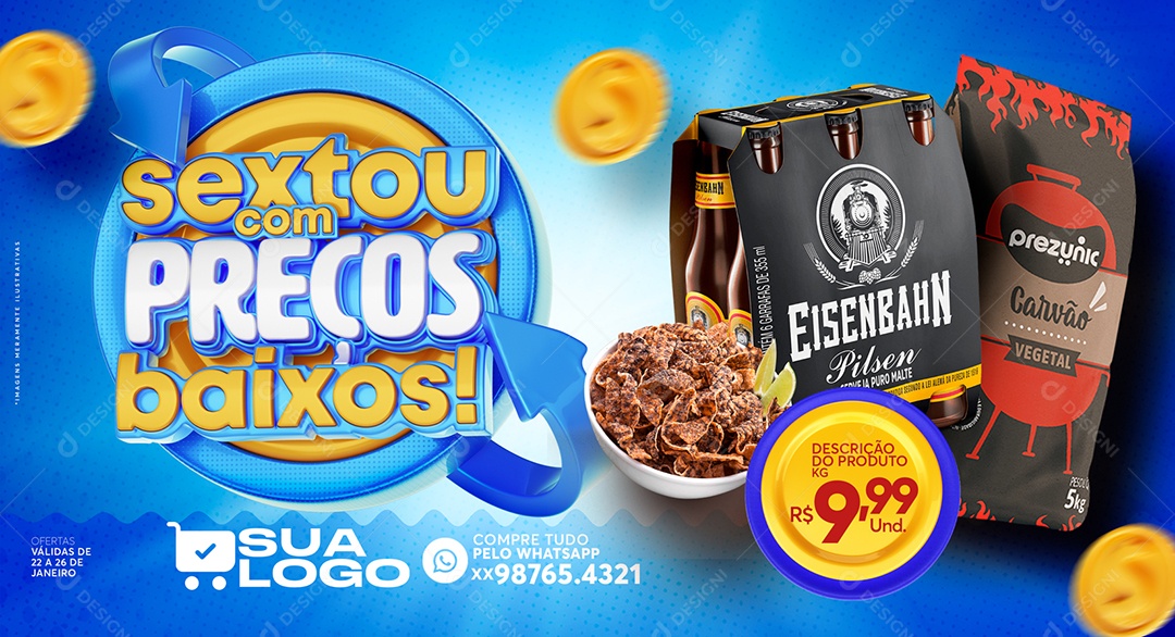 Banner Sextou Com Preços Baixos Venha Conferir Social Media PSD Editável