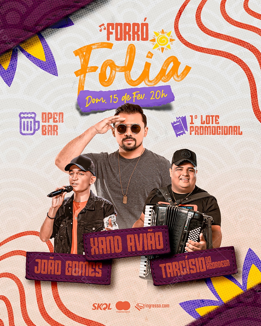 Forró Folia Venha Conferir Social Media PSD Editável