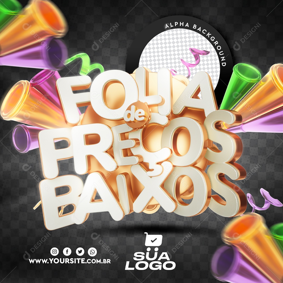 Selo 3D Para Composição Folia de Preços Baixos PSD