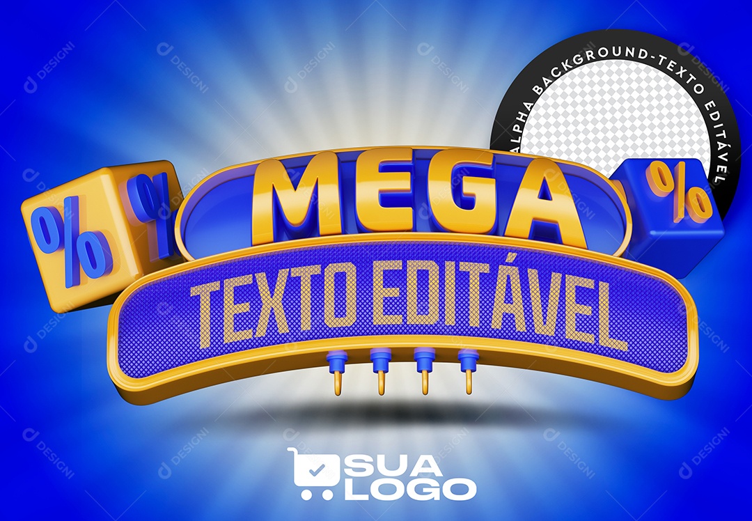 Selo 3D Para Composição Mega Texto Editável PSD