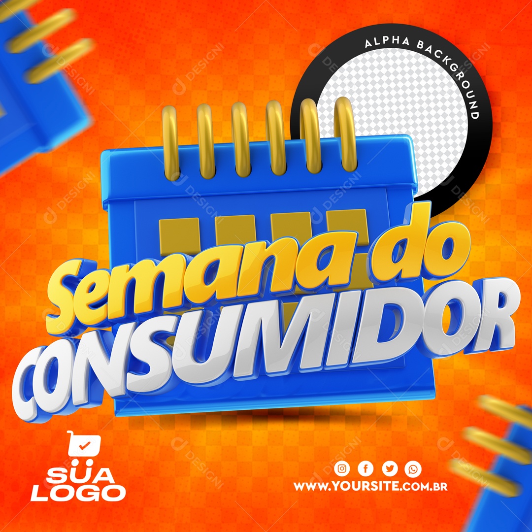 Selo 3D Para Composição Semana do Consumidor PSD