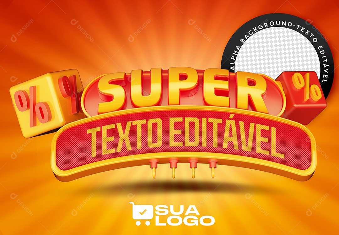 Selo 3D Para Composição Super Texto Editável PSD