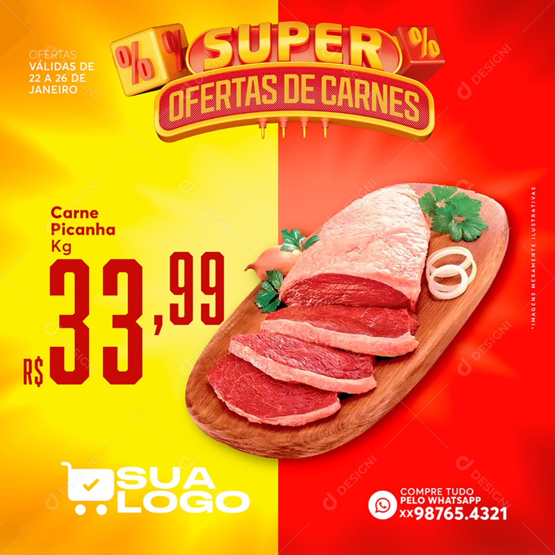 Super Ofertas de Carnes Social Media PSD Editável