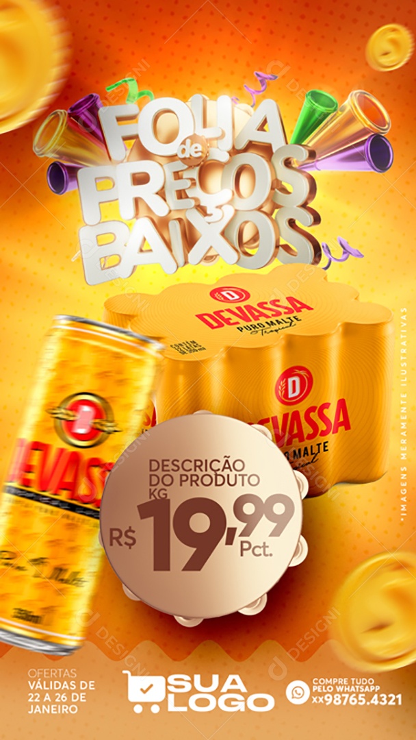 Folia de Preços Baixos Social Media PSD Editável