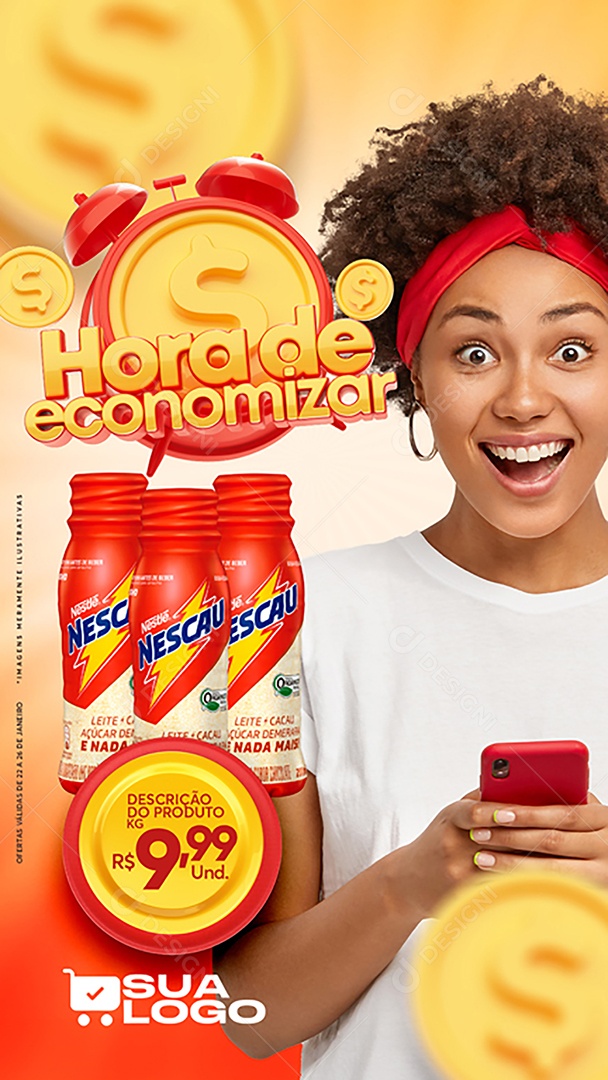 Story Hora de Economizar Venha Conferir Social Media PSD Editável