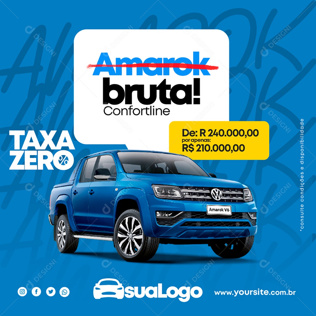Amarok Bruta Confortine Venha Conferir Social Media PSD Editável