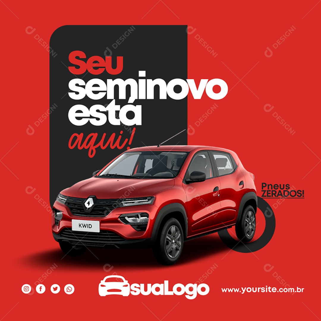 Seu Seminovo Está Aqui Venha Conferir Social Media PSD Editável