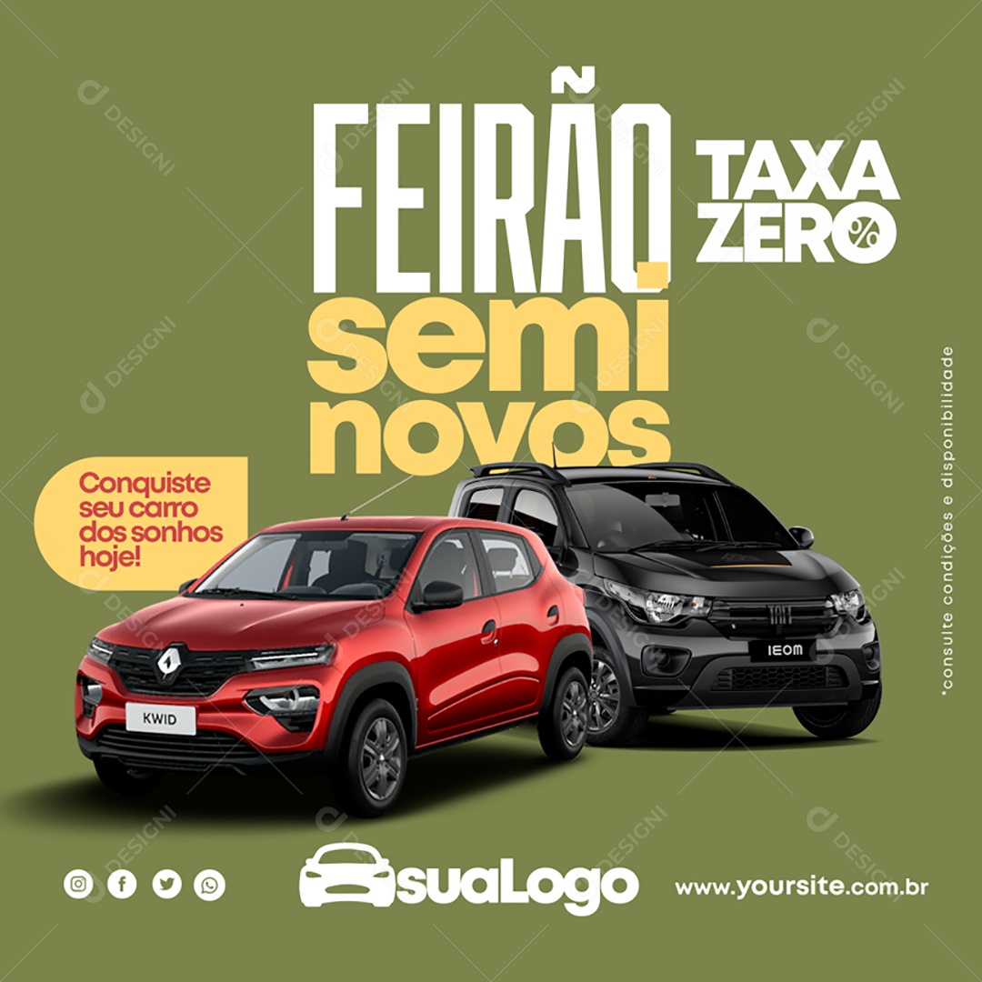 Feirão Seminovos Taxa Zero Social Media PSD Editável