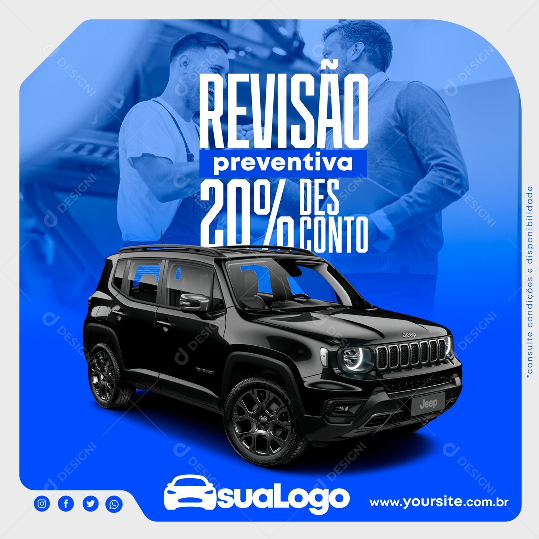 Revisão Preventiva 20% de Desconto Social Media PSD Editável