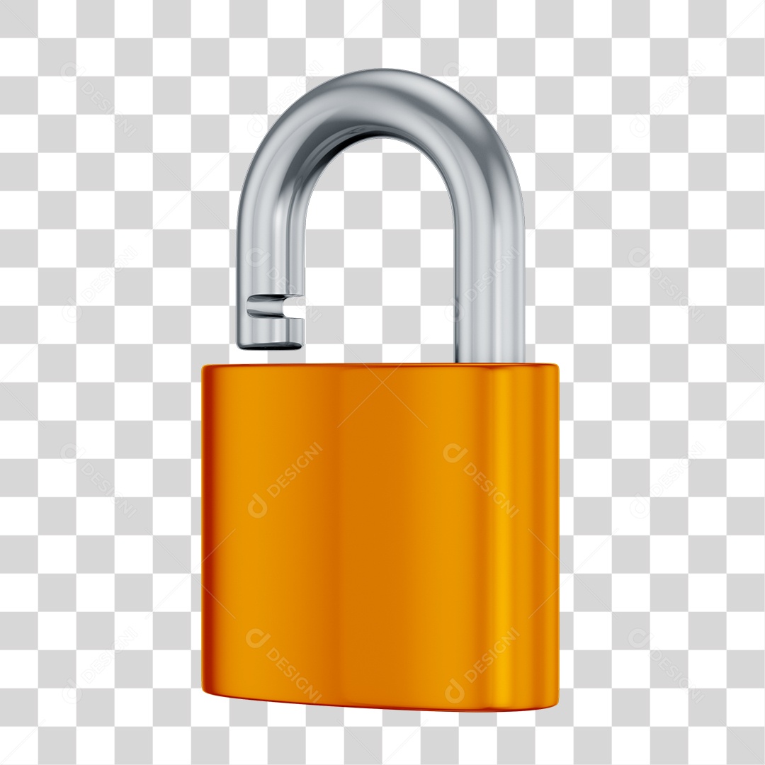 Elemento 3D Cadeado Aberto PNG Transparente Sem Fundo