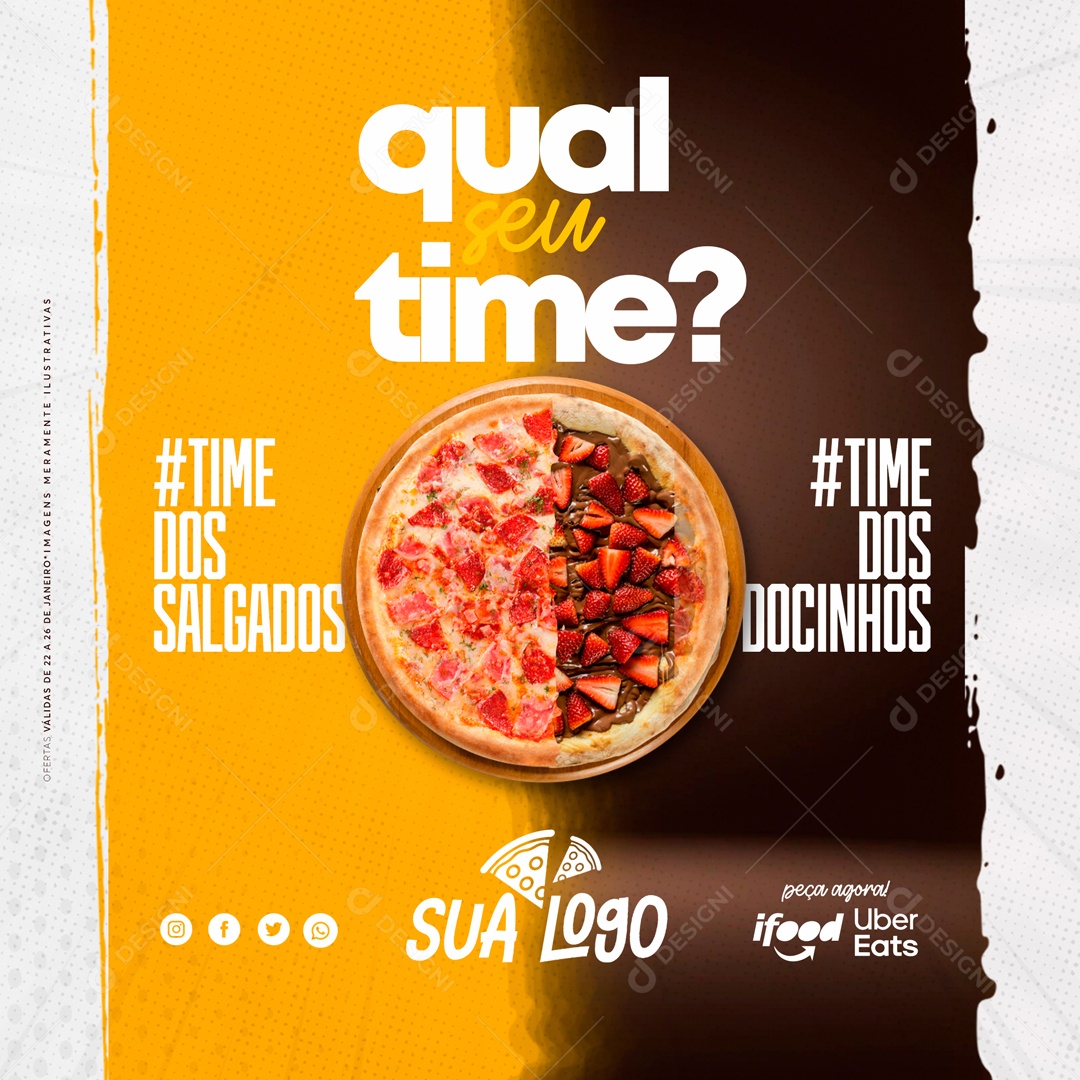 Qual Seu Time Dos Salgados ou Dos Docinhos Social Media PSD Editável