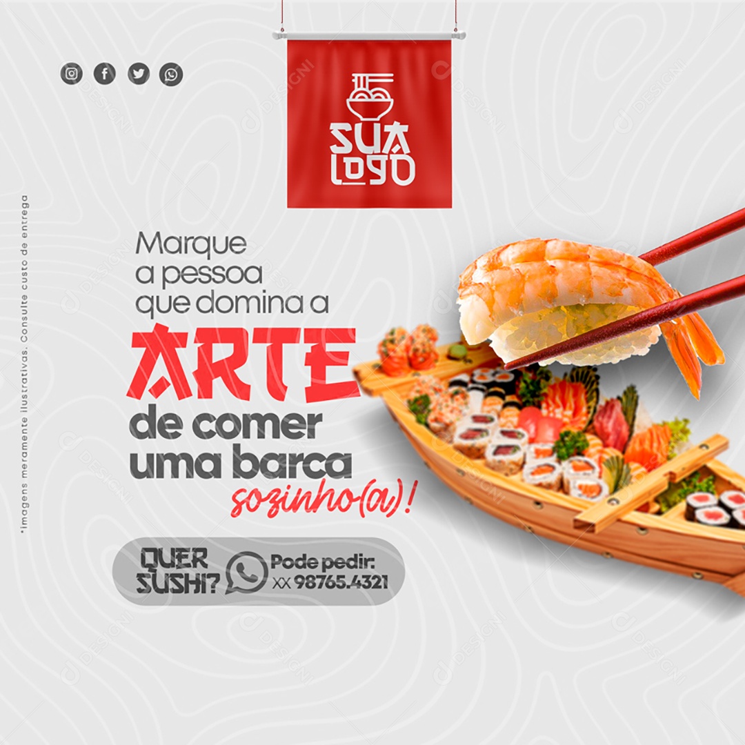 Marque a Pessoa Que Domina a Arte de Comer Uma Barca Sozinho Social Media PSD Editável