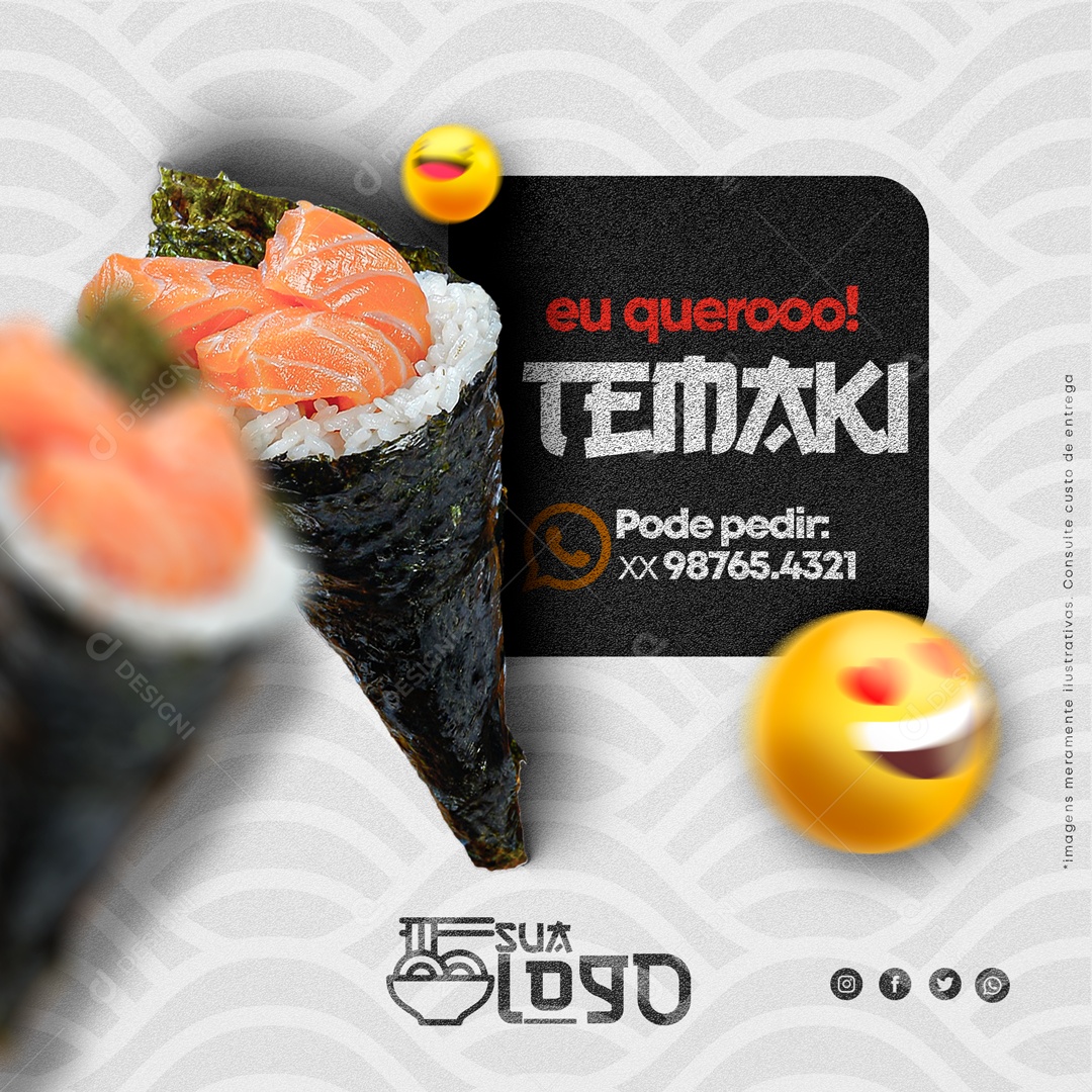 Eu Quero Temaki Social Media PSD Editável
