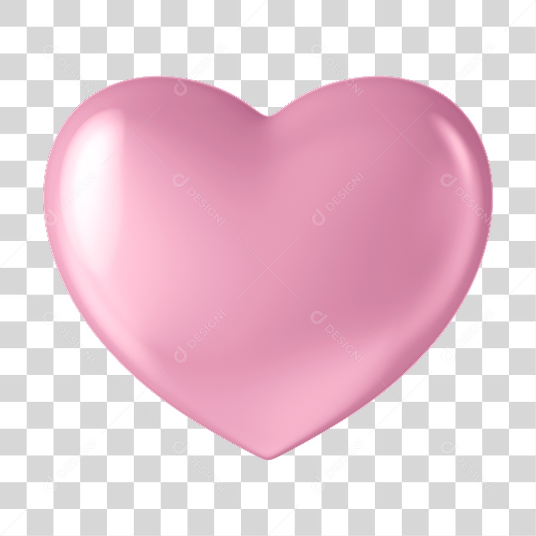 Elemento 3D Coração Rosa PNG Transparente Sem Fundo