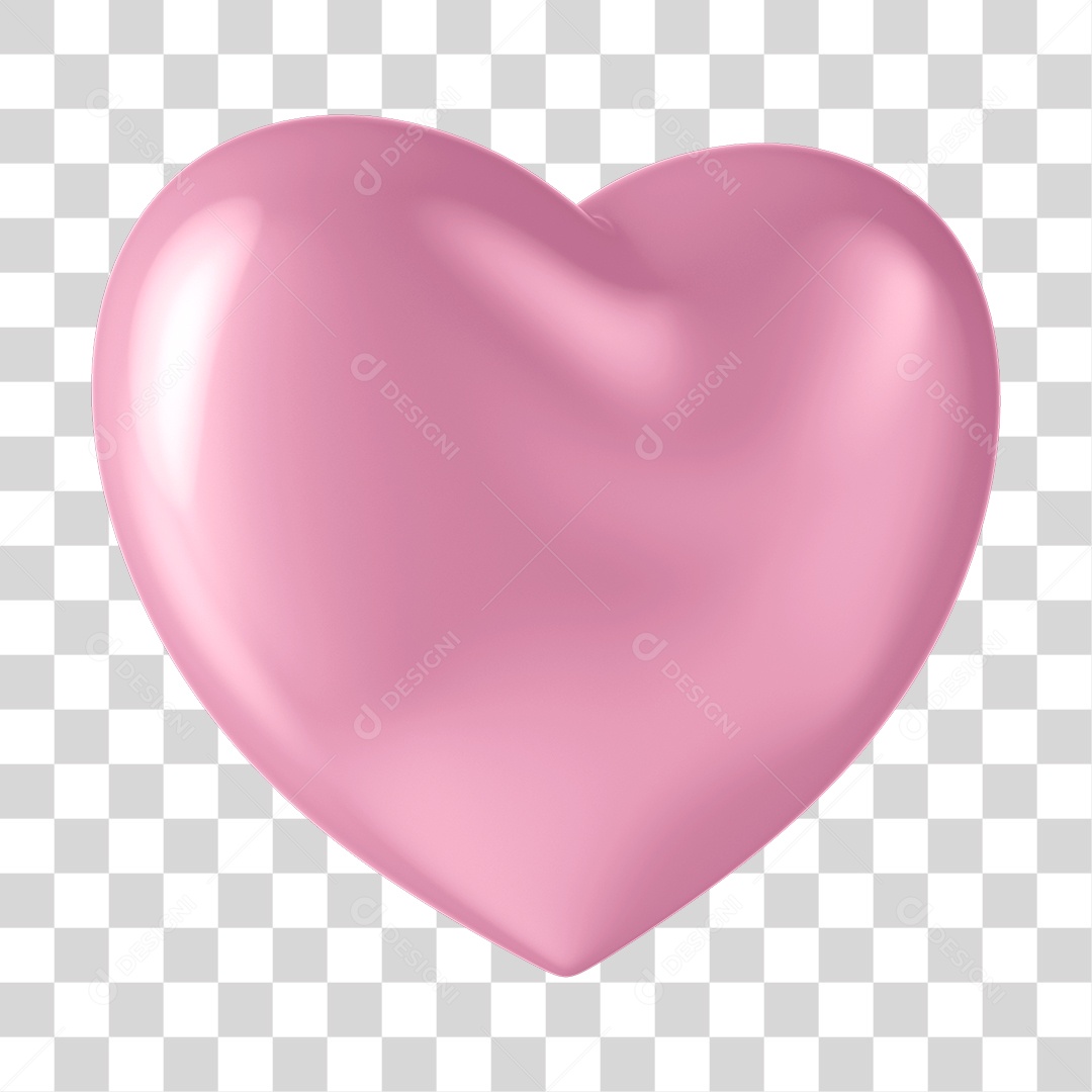 Elemento 3D Coração Rosa PNG Transparente Sem Fundo