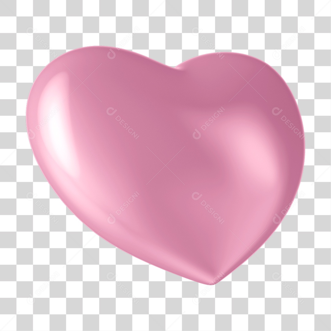 Elemento 3D Coração Rosa PNG Transparente Sem Fundo