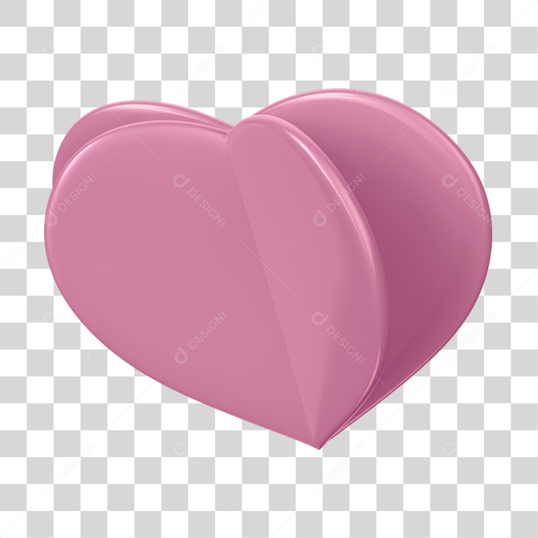 Elemento 3D Coração Rosa PNG Transparente Sem Fundo