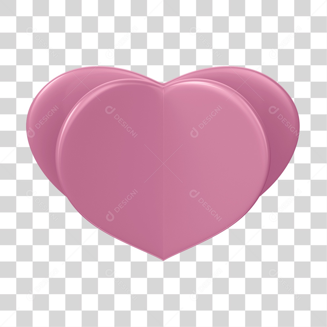 Elemento 3D Coração Rosa PNG Transparente Sem Fundo