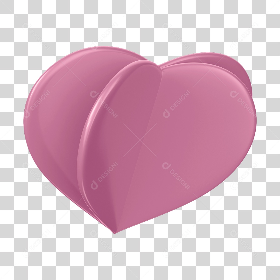 Elemento 3D Coração Rosa PNG Transparente Sem Fundo