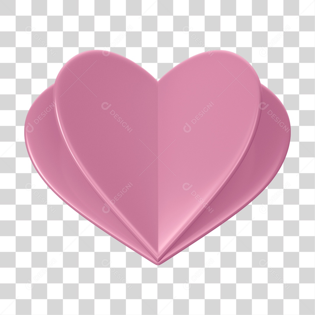 Elemento 3D Coração Rosa PNG Transparente Sem Fundo