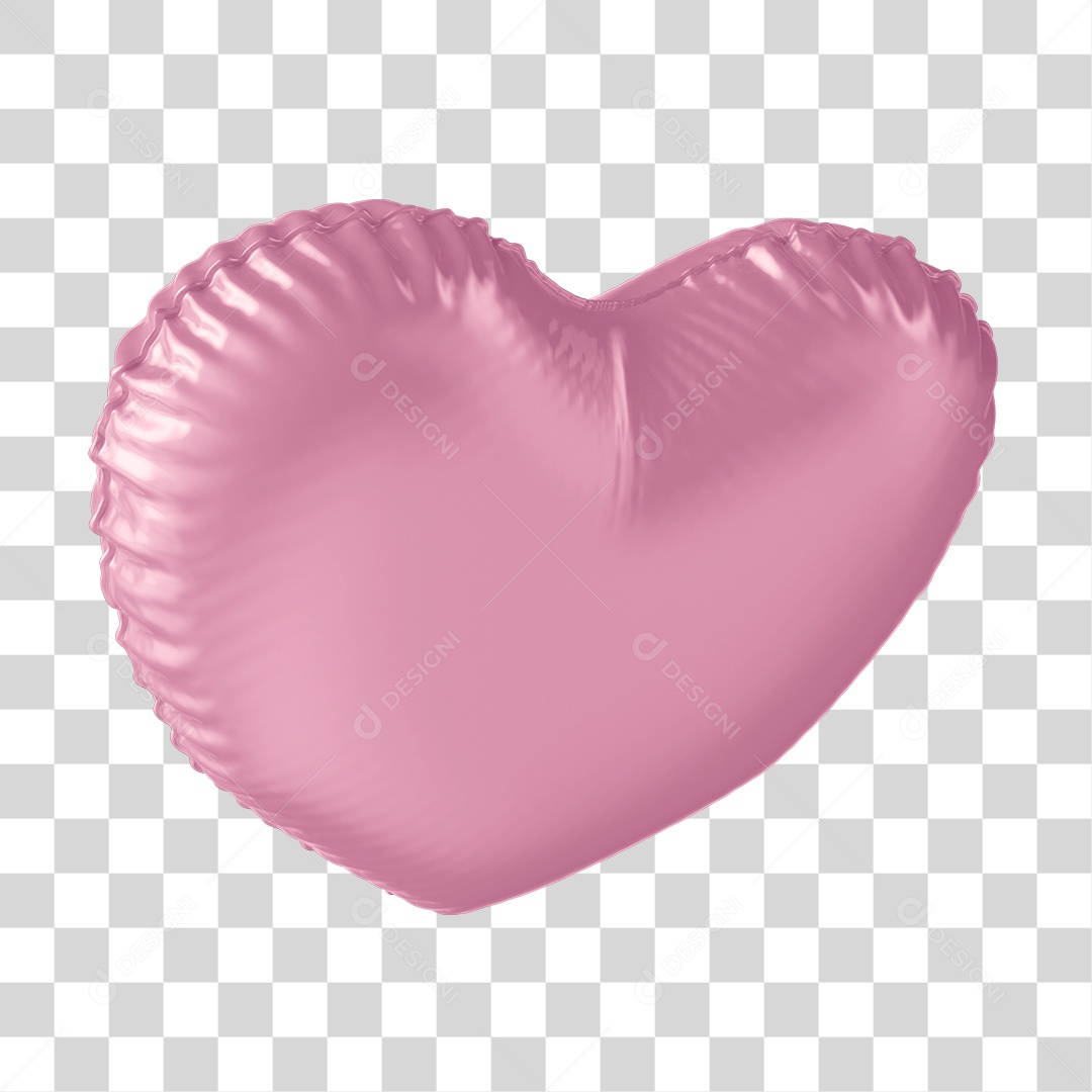 Elemento 3D Coração Rosa PNG Transparente Sem Fundo