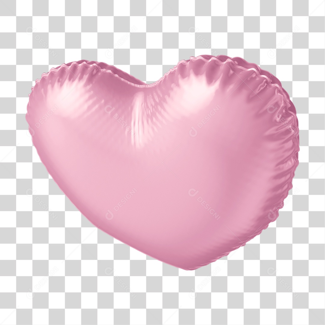 Elemento 3D Coração Rosa PNG Transparente Sem Fundo