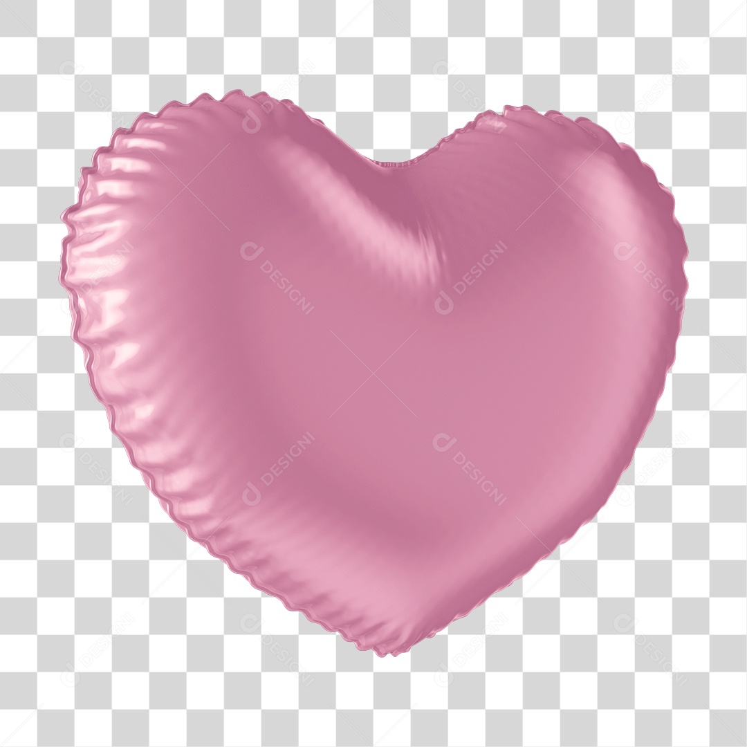 Elemento 3D Coração Rosa PNG Transparente Sem Fundo