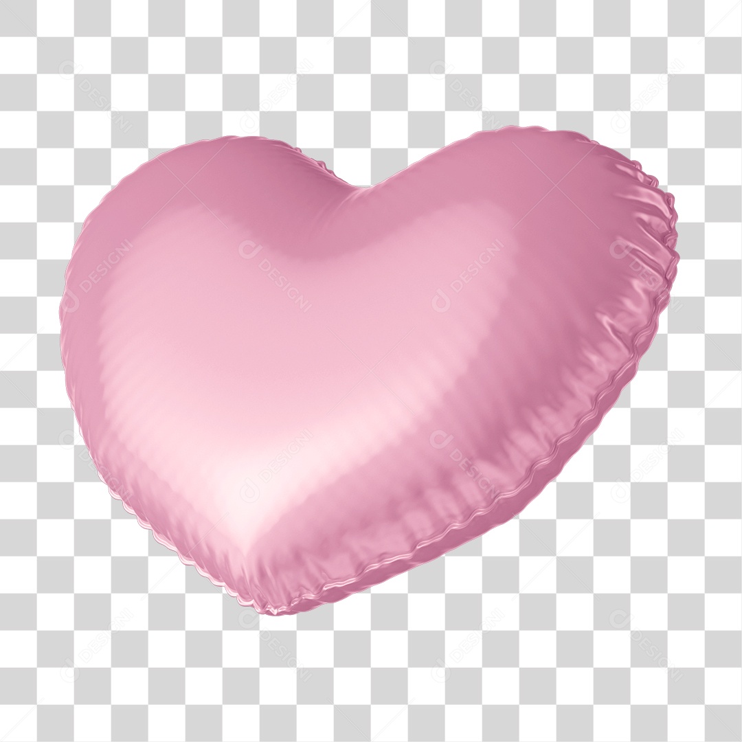 Elemento 3D Coração Rosa PNG Transparente Sem Fundo