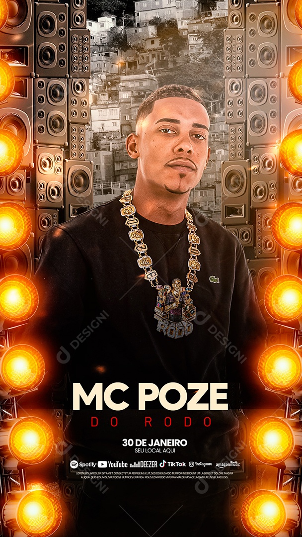 Flyer Mc Poze do Rodo Story Social Media PSD Editável