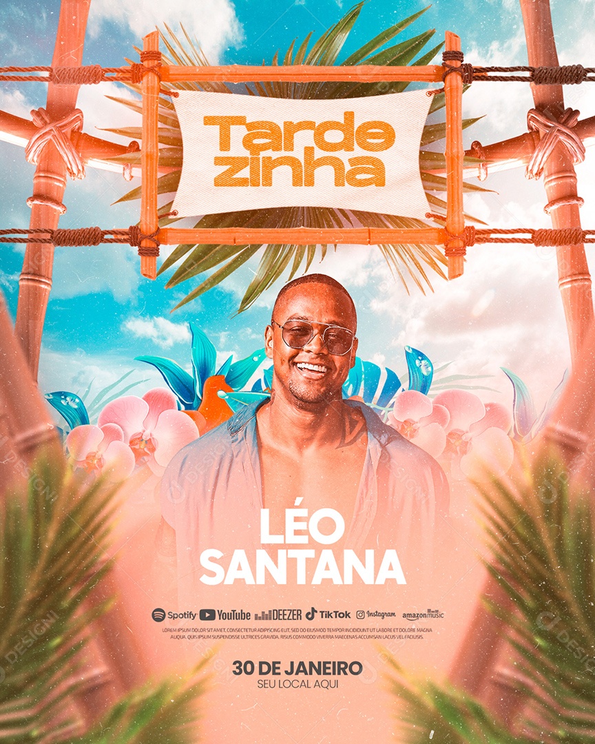 Flyer Tardezinha Leo Santana Show Social Media PSD Editável