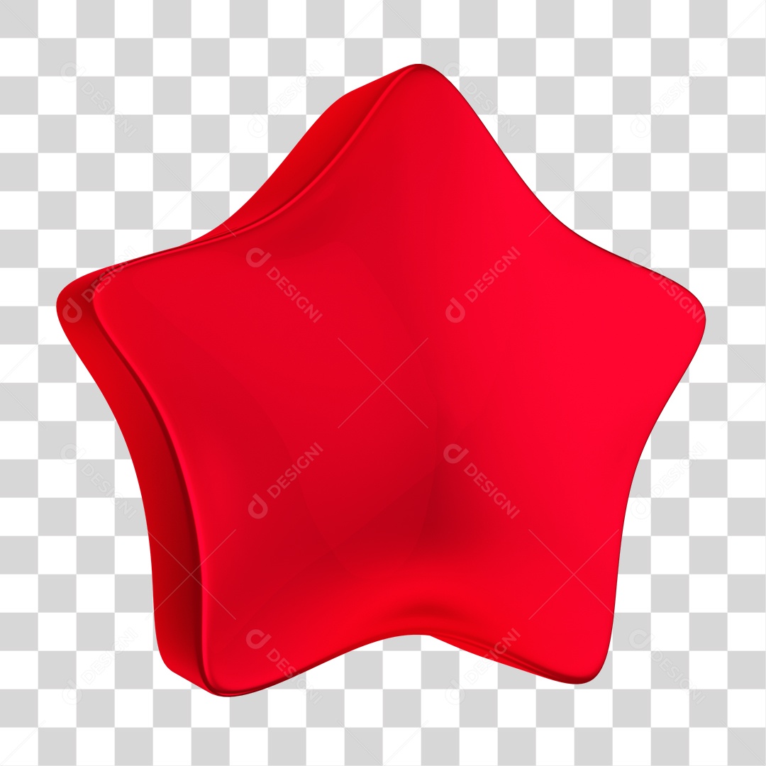 Elemento 3D Estrela de Gelatina Vermelha PNG Transparente Sem Fundo