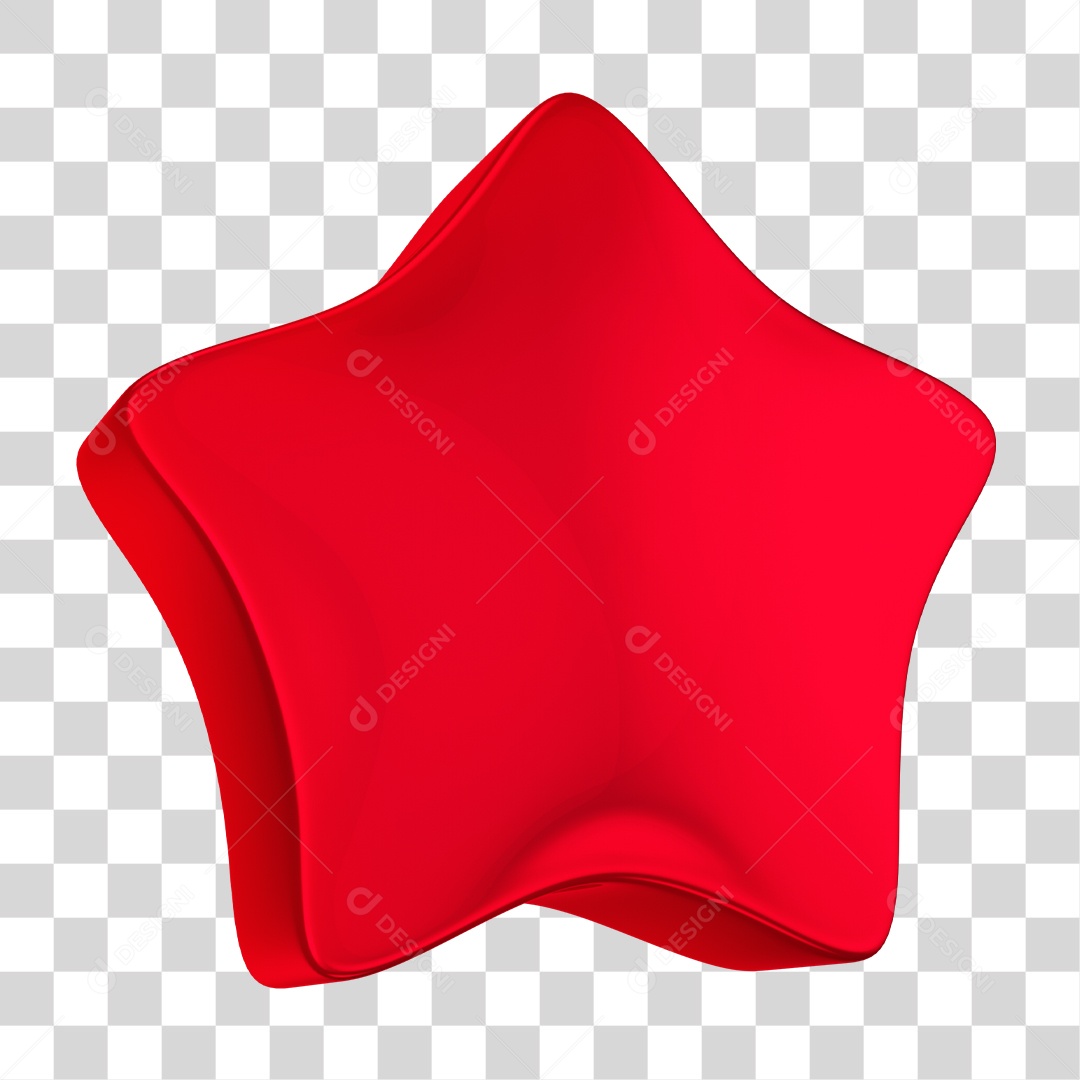 Elemento 3D Estrela de Gelatina Vermelha PNG Transparente Sem Fundo