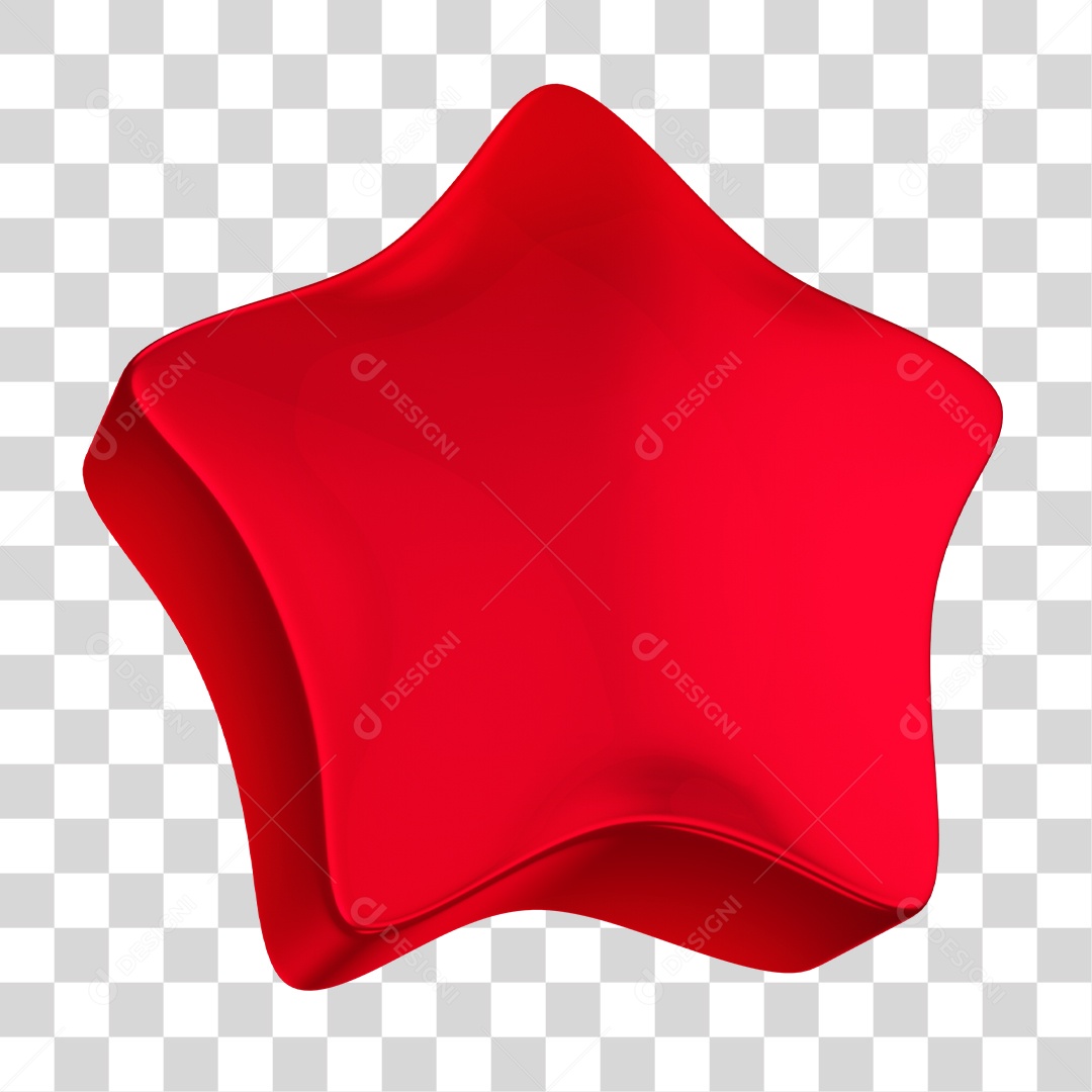 Elemento 3D Estrela de Gelatina Vermelha PNG Transparente Sem Fundo