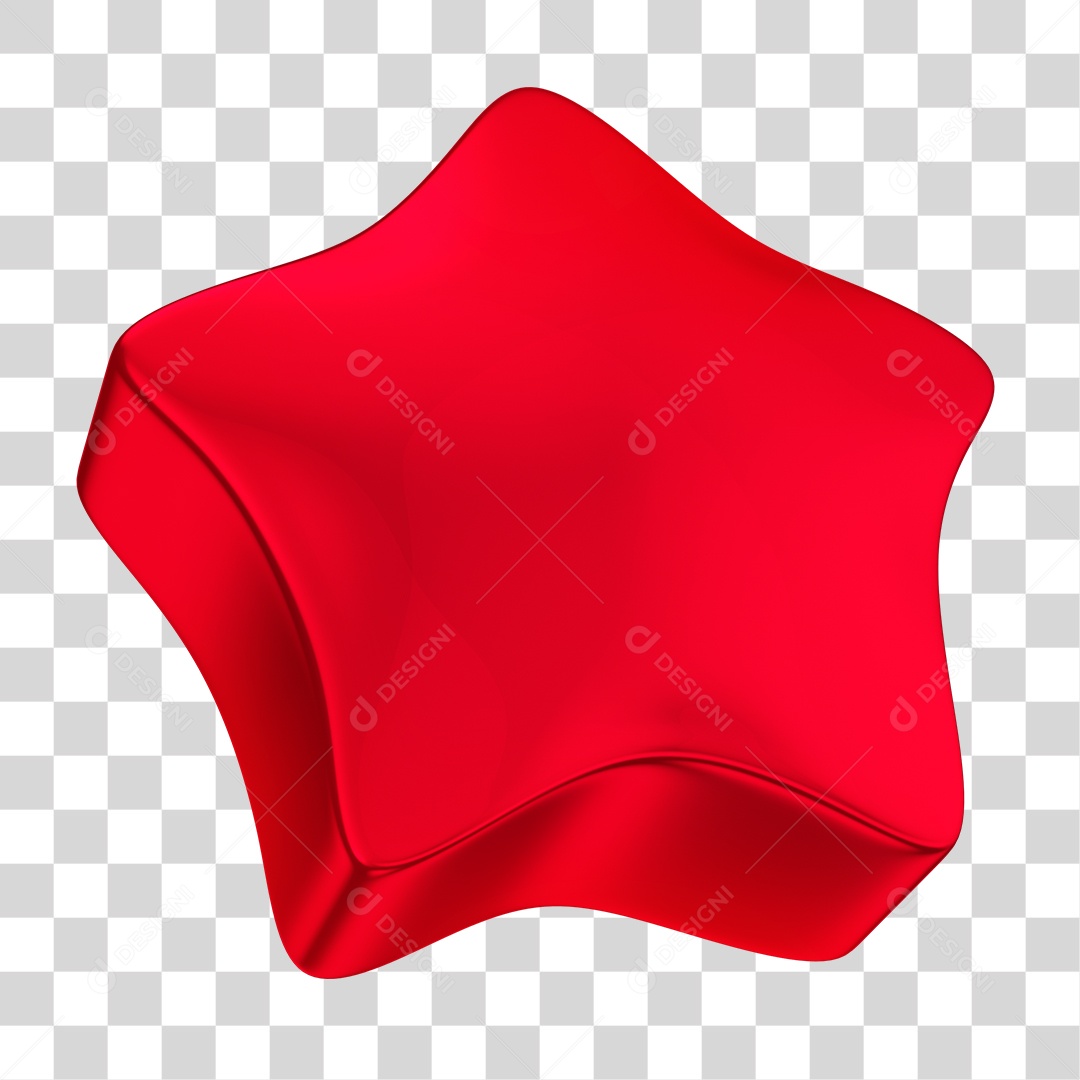 Elemento 3D Estrela de Gelatina Vermelha PNG Transparente Sem Fundo